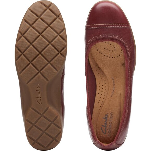 Clarks Womens Chestnut Leather Closed Pointed Toe Meadow Opal Ballet Flat Shoes - Picture 8 of 9